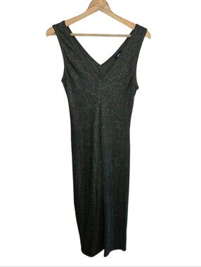 Mossimo Dark Olive Green V-neck Sleeveless Midi Dress Size Small Bodycon